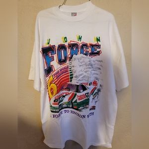 Vintage John Force NHRA T-shirt  2 Side Graphics sz LARGE